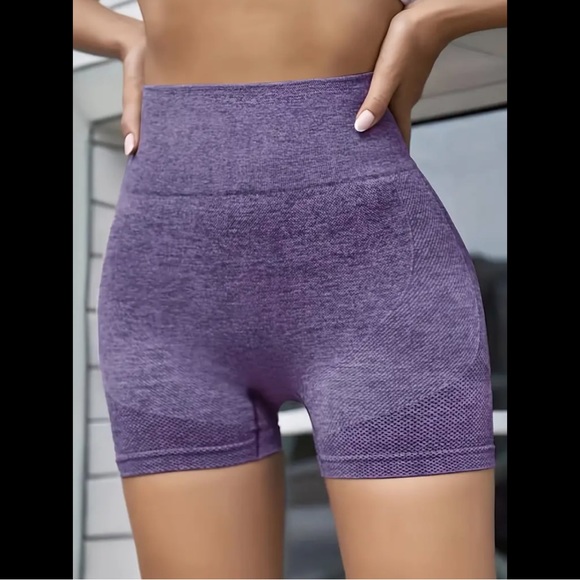 Purple, High-Waisted, Athletic Shorts - Picture 2 of 5